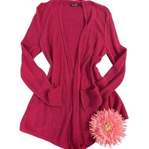 Nic+Zoe Hot Pink Open Front Lightweight Knit Cardigan Sweater Womens Size M